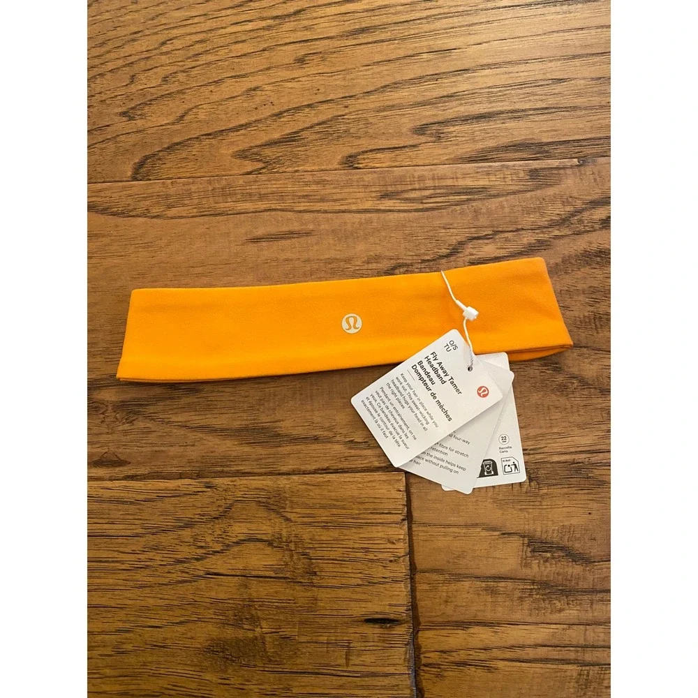 Lululemon Fly Away Tamer Headband Orange Luxtreme Sweat Wicking Hair Band NWT